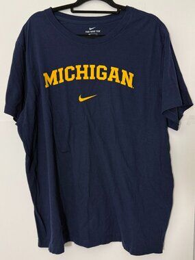 Nike Michigan Wolverines T Shirt Mens XXL Blue Swoosh College Tee